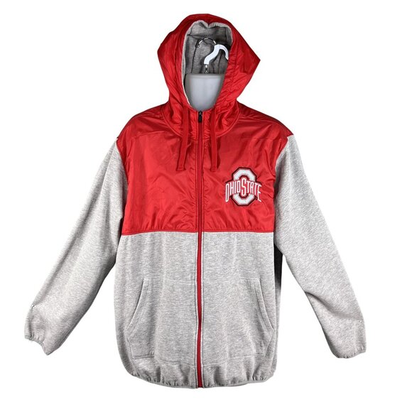 OSU Buckeyes Collegiate Licensed Product Mens XXL Zip-Up Hoodie Grey Scarlet Red